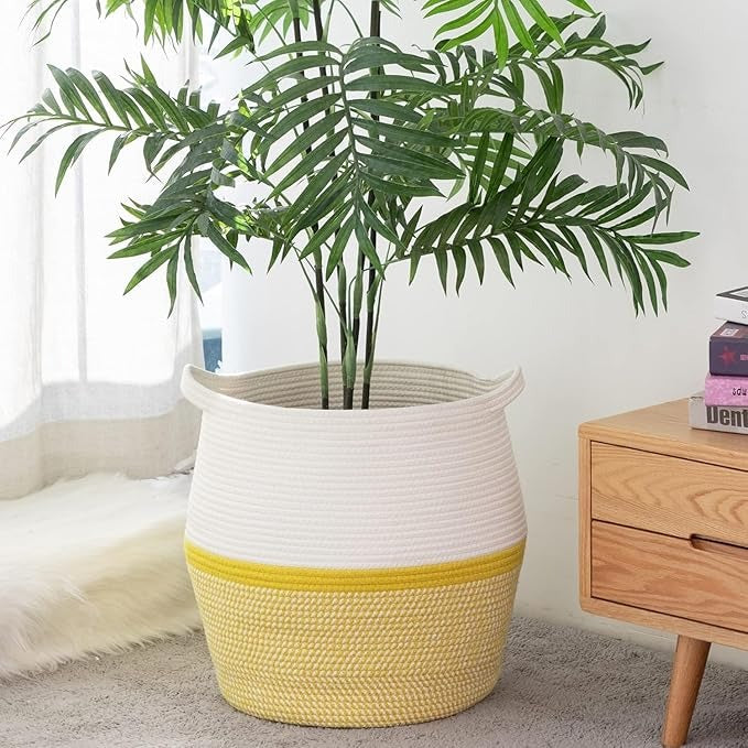 ALSTONIA Cotton Rope Basket yellow