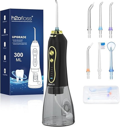 H2ofloss Cordless Water Dental Flosser – 5 Modes, Rechargeable IPX7 Waterproof Oral Irrigator with 300ml Tank for Home & Travel