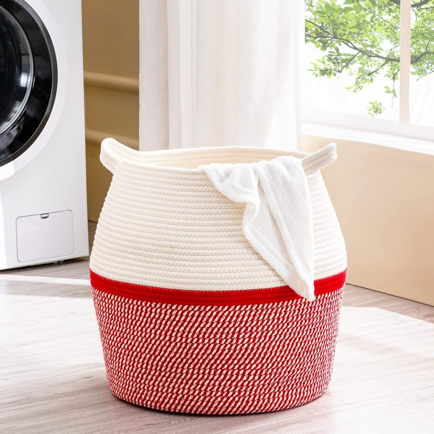 ALSTONIA Cotton Rope Basket red 1