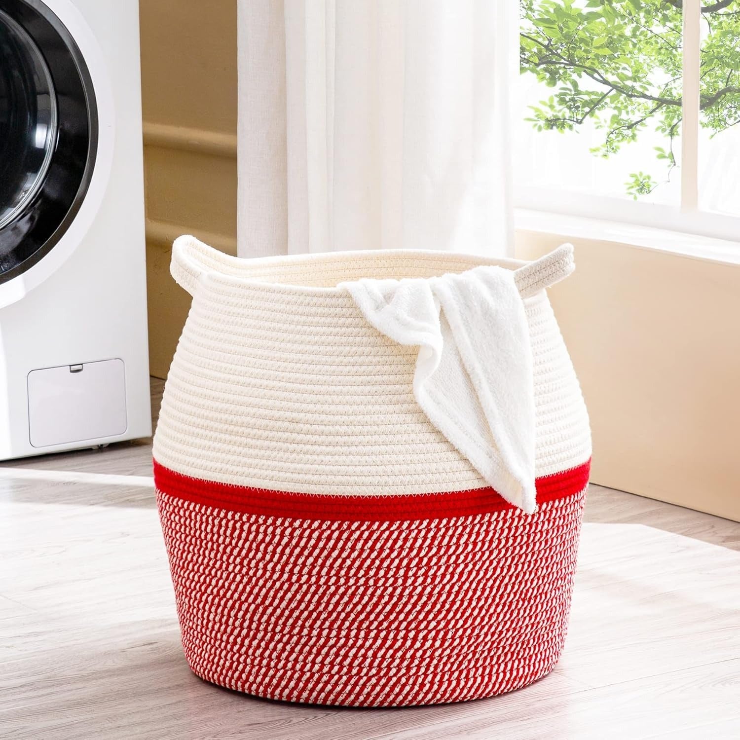 ALSTONIA Cotton Rope Basket red 1