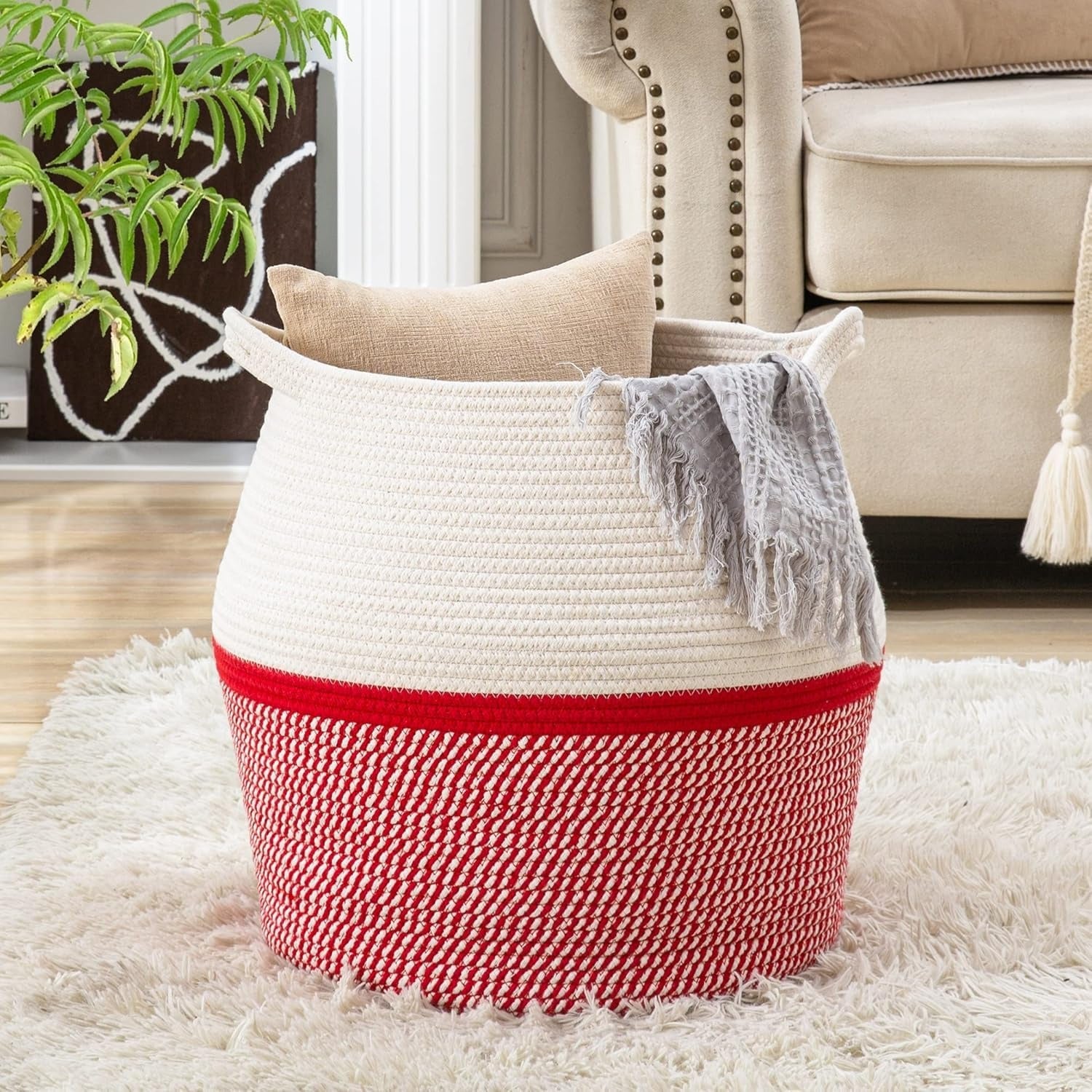 ALSTONIA Cotton Rope Basket red 3