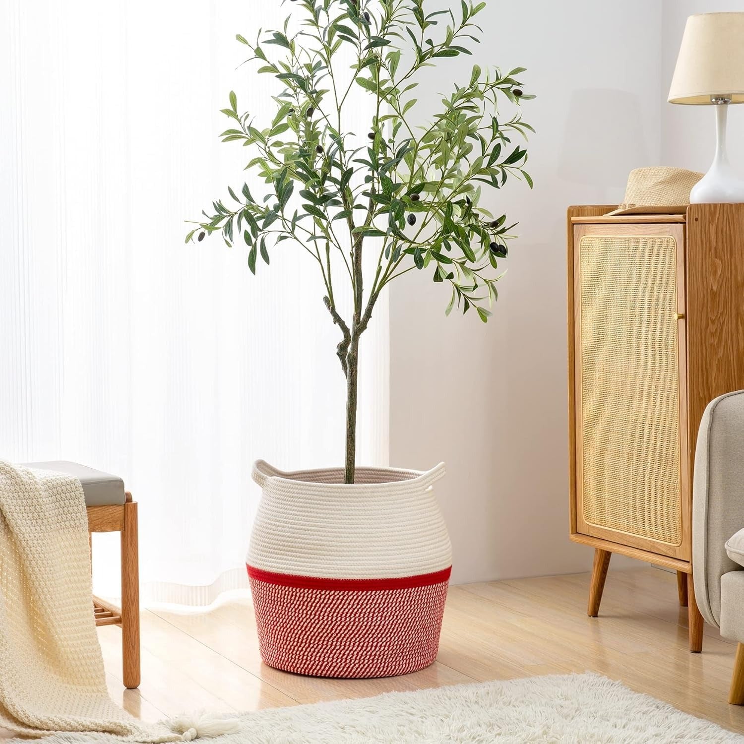 ALSTONIA Cotton Rope Basket red 4