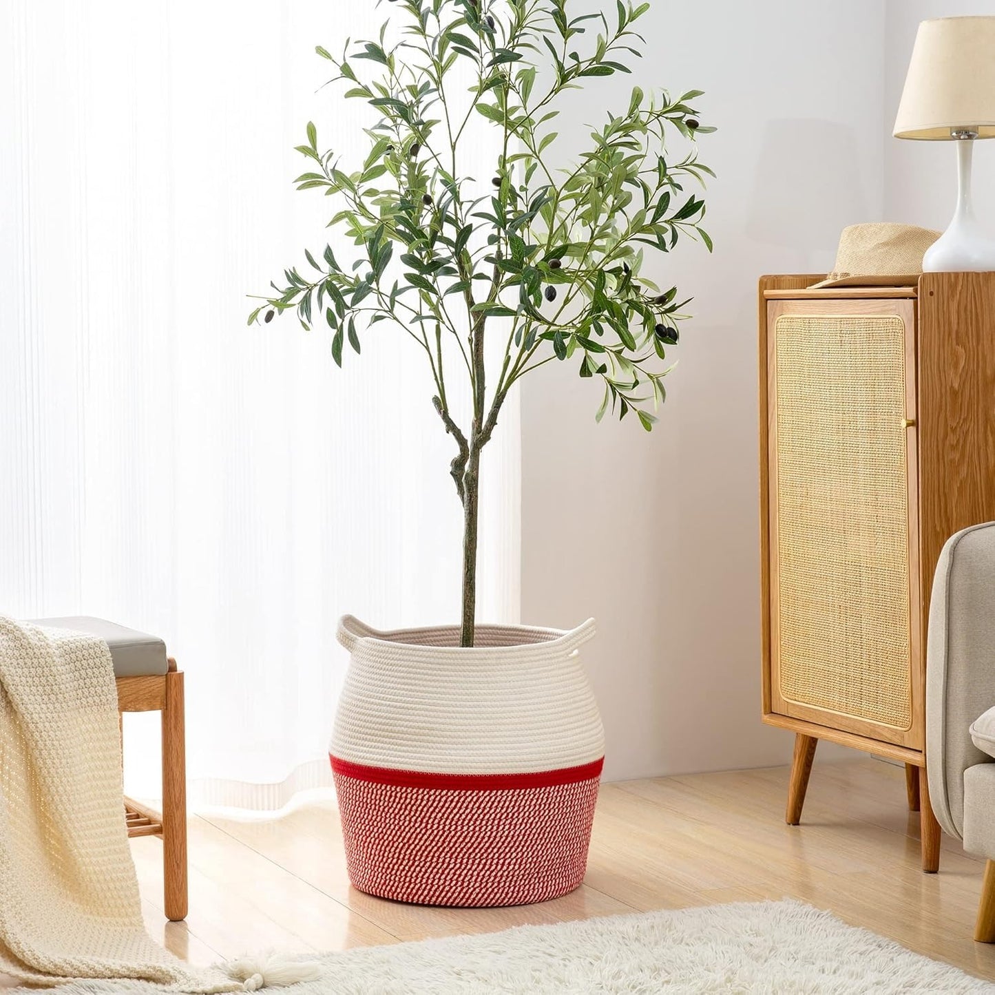 ALSTONIA Cotton Rope Basket red 4