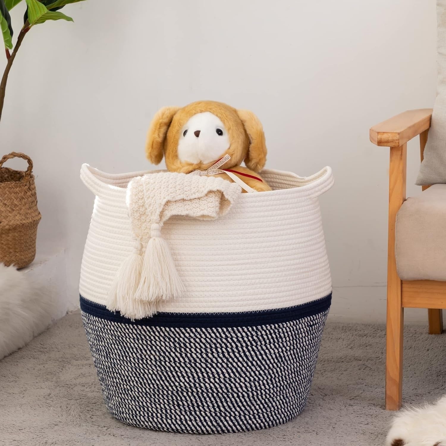 ALSTONIA Cotton Rope Basket blue
