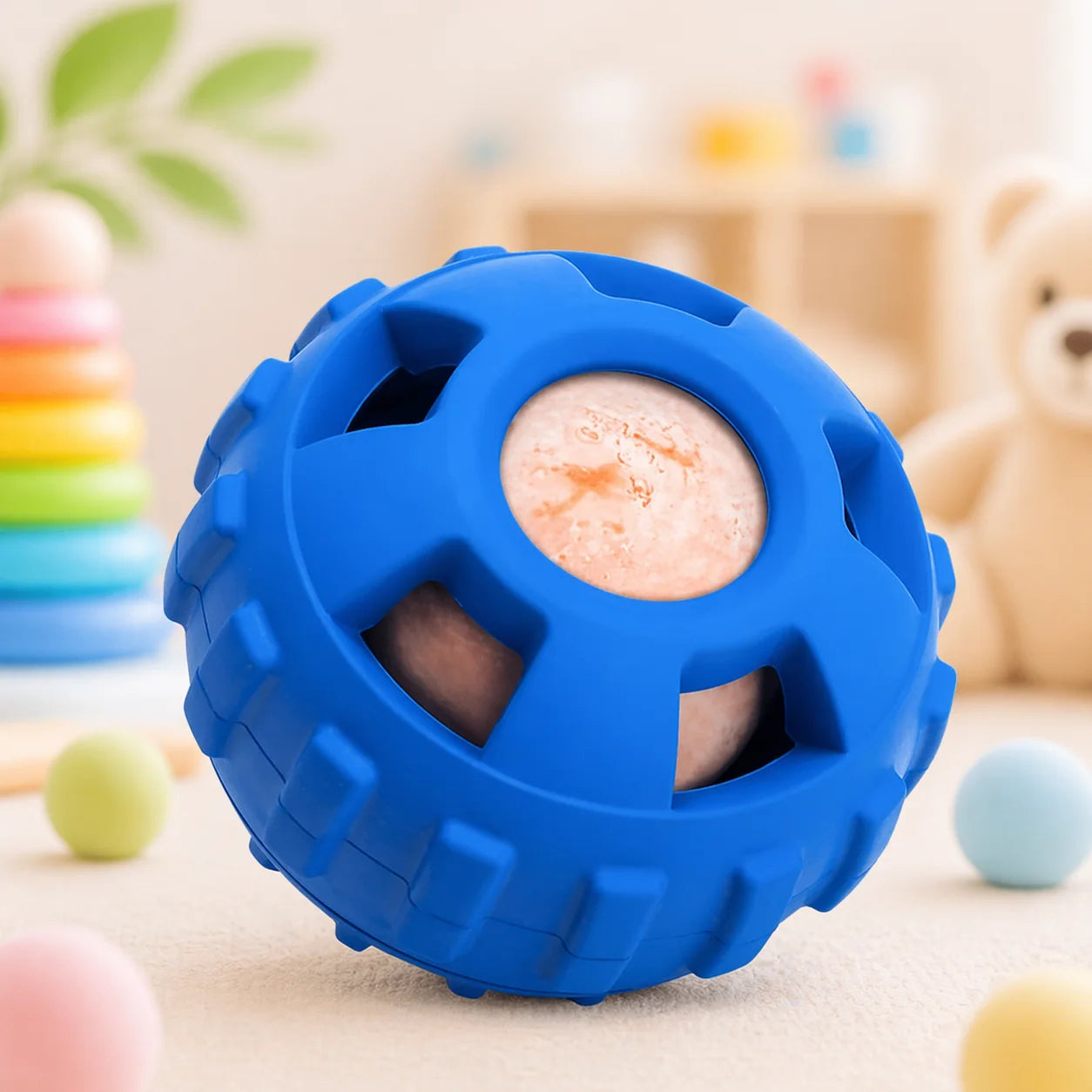 Ewalkor 4-in-1 Dog Treat Puzzle Ball Toy – Frozen Treat Dispenser & Chew Toy for Small & Medium Dogs