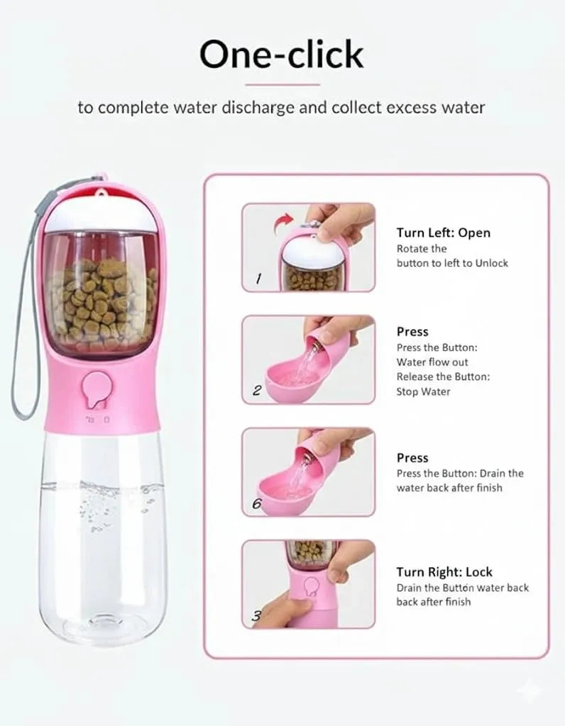 Foldable Dog Water Bottle – Portable Pet Water Bottle for Dogs & Cats Outdoor Walking Hiking Travel