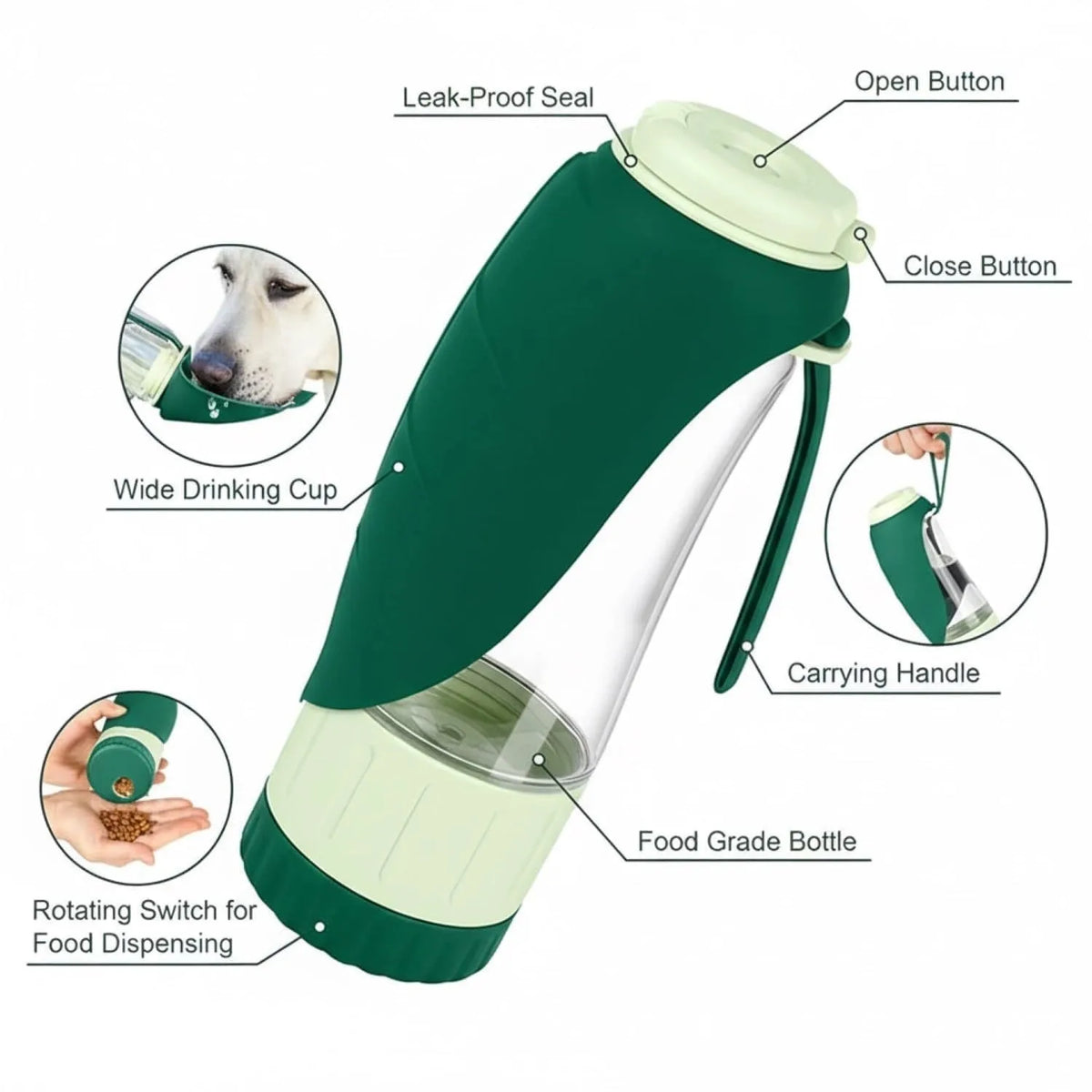 Foldable Dog Water Bottle – Portable Pet Water Bottle for Dogs & Cats Outdoor Walking Hiking Travel