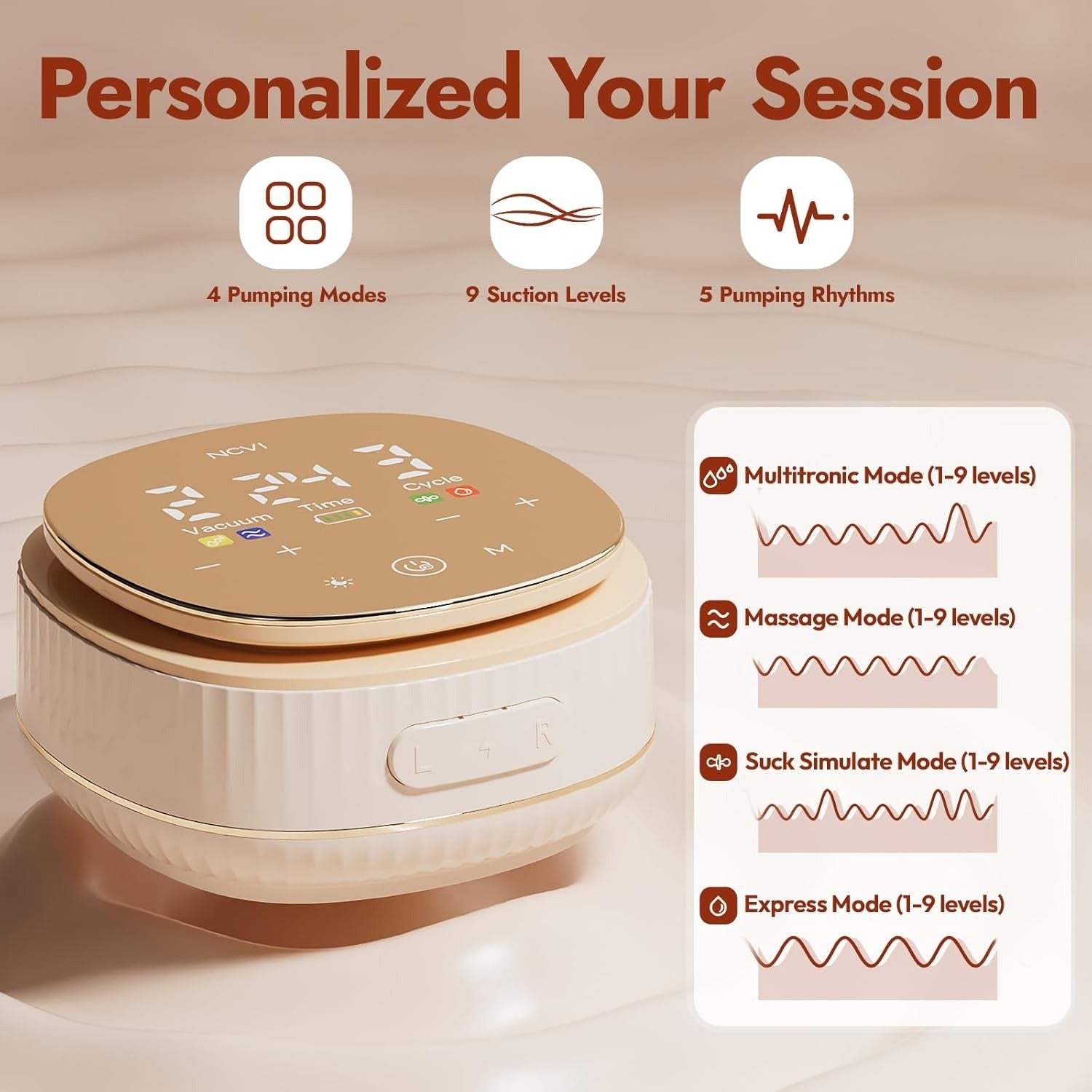 NCVI 2-in-1 Electric Breast Pump with Wearable Cups, Spa-Like Comfort with VibeRelief Massage Micro-Vibration, Hospital-Grade Suction, Pain Relief & Fully Customizable Portable Breastfeeding Pump