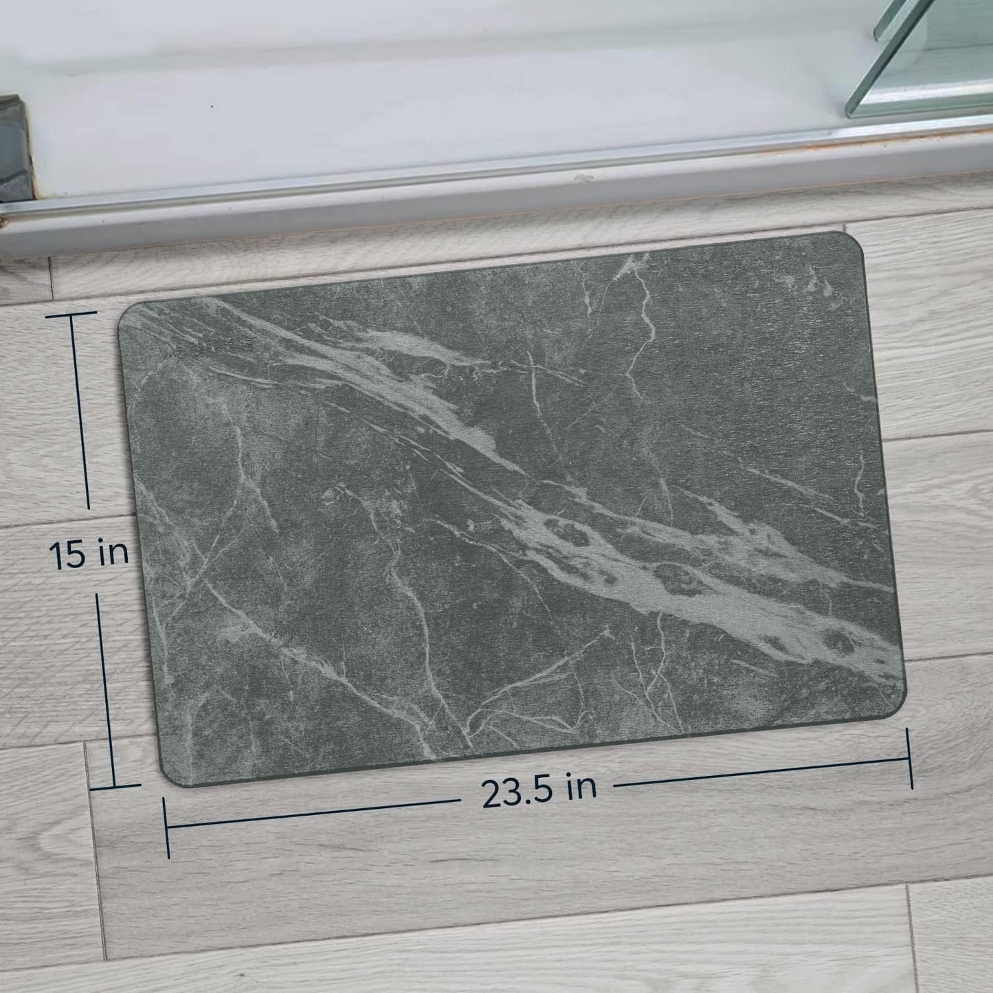 HUNZO Stone Bath Mat Non-Slip | Super Absorbent | Quick Drying | Bathroom Floor Mat Natural Easy to Clean (Dark Marble, 40*60cm)