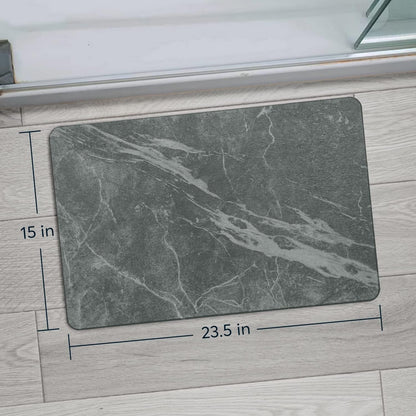 HUNZO Stone Bath Mat Non-Slip | Super Absorbent | Quick Drying | Bathroom Floor Mat Natural Easy to Clean (Dark Marble, 40*60cm)