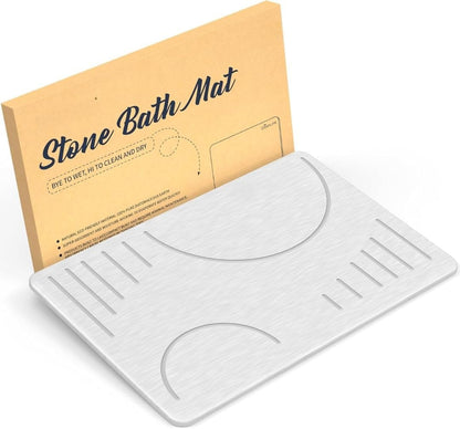 HUNZO Stone Bath Mat Non-Slip | Super Absorbent | Quick Drying | Bathroom Floor Mat Natural Easy to Clean (Dark Marble, 40*60cm)