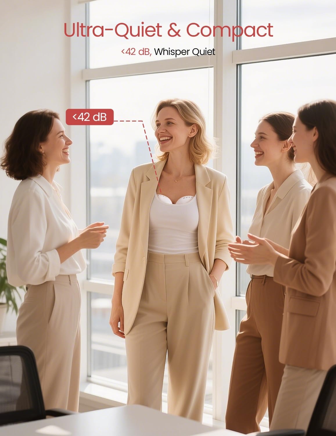 NCVI Wearable Breast Pump Hands Free, Portable Electric Breastfeeding Pump with 1500mAh Battery, Quiet Operation, Smart LED Display, 4 Modes & 9 Levels, 19/21/24mm Flanges