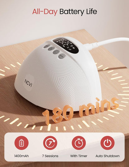 NCVI Wearable Breast Pump Hands Free, Portable Electric Breastfeeding Pump with 1500mAh Battery, Quiet Operation, Smart LED Display, 4 Modes & 9 Levels, 19/21/24mm Flanges