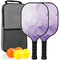 Hunzo Pickleball Paddle - 2 Premium Graphite Rackets Honeycomb Composite Core with Cushion Comfort Grip & 4 Balls & Portable Racquet Bag (Hand Drawn Doodles + 3 Outdoor Balls +1 Indoor Ball+ Bag)