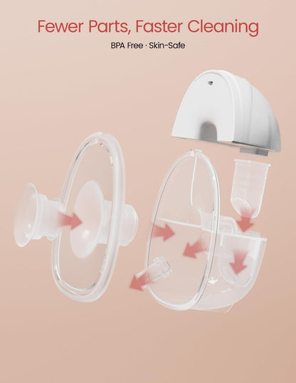 NCVI Wearable Breast Pump Hands Free, Portable Electric Breastfeeding Pump with 1500mAh Battery, Quiet Operation, Smart LED Display, 4 Modes & 9 Levels, 19/21/24mm Flanges