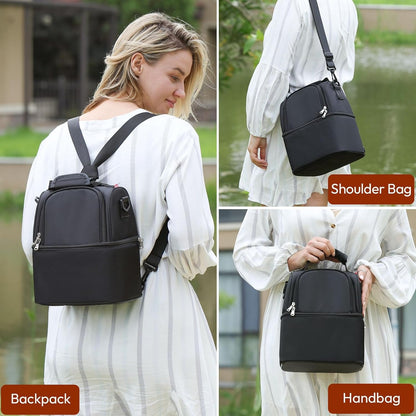 NCVI Breastmilk Cooler Bag with 2 Ice Pack, Breast Pump Bag with Cooler Fits 6 Bottles, Double Layer Breast Milk Travel Bag Baby Bottle, for Travel, Nursing Mom Daycare, Work, Picnic