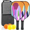 Hunzo Pickleball Paddle - 2 Premium Graphite Rackets Honeycomb Composite Core with Cushion Comfort Grip & 4 Balls & Portable Racquet Bag (Hand Drawn Doodles + 3 Outdoor Balls +1 Indoor Ball+ Bag)