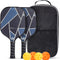 Hunzo Pickleball Paddle - 2 Premium Graphite Rackets Honeycomb Composite Core with Cushion Comfort Grip & 4 Balls & Portable Racquet Bag (Hand Drawn Doodles + 3 Outdoor Balls +1 Indoor Ball+ Bag)