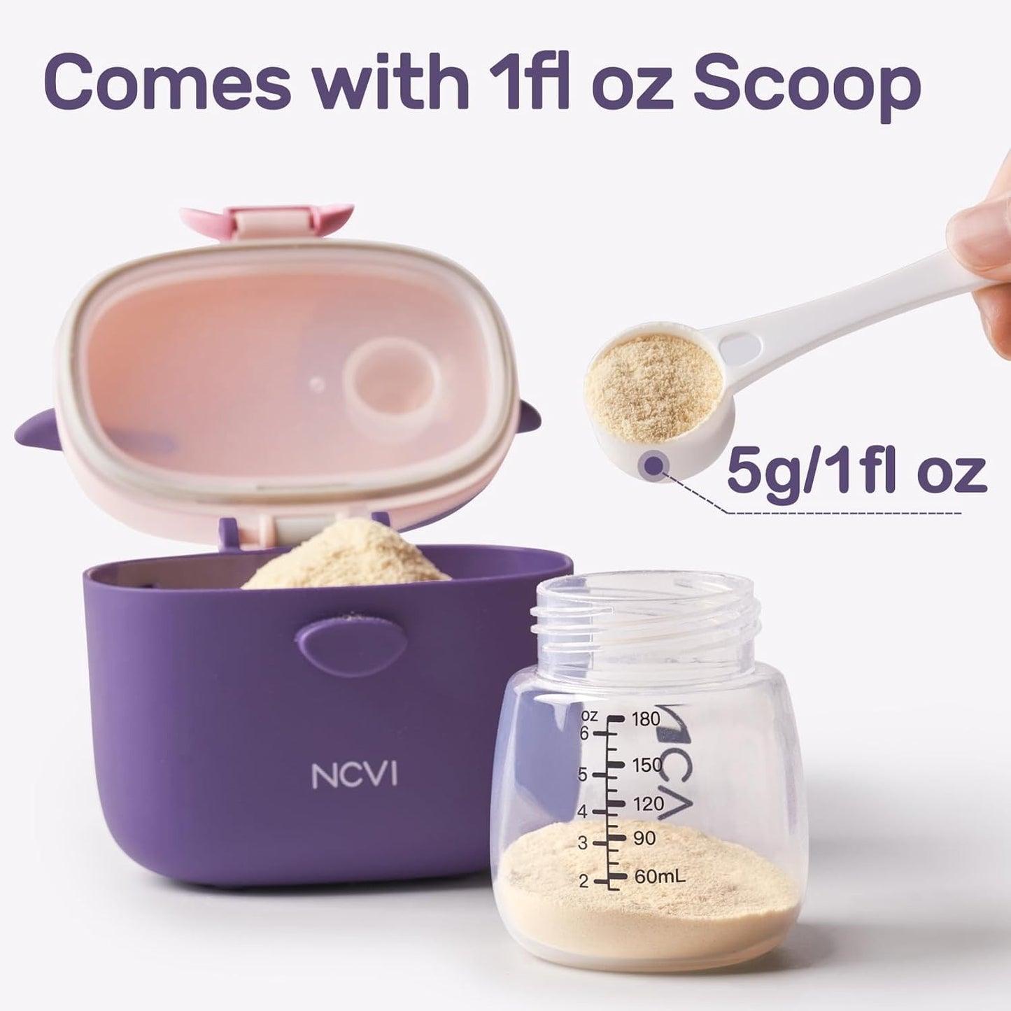 NCVI Baby Formula Dispenser On The Go, Formula Container To Go, Formula Holder for Travel, Outdoor Picnic with Baby Infant, Portable Container for Milk Powder, Snacks, Candy, Fruits