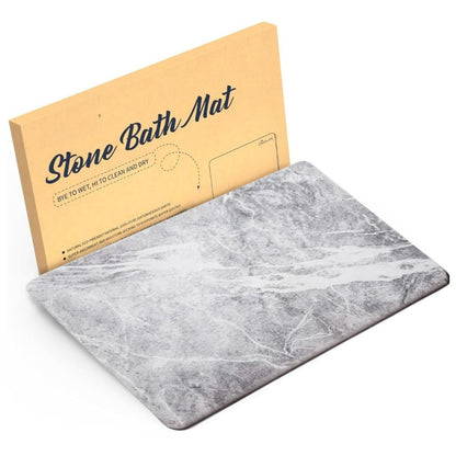 HUNZO Stone Bath Mat Non-Slip | Super Absorbent | Quick Drying | Bathroom Floor Mat Natural Easy to Clean (Dark Marble, 40*60cm)