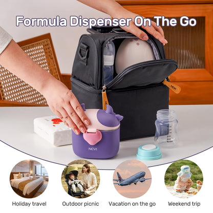 NCVI Baby Formula Dispenser On The Go, Formula Container To Go, Formula Holder for Travel, Outdoor Picnic with Baby Infant, Portable Container for Milk Powder, Snacks, Candy, Fruits