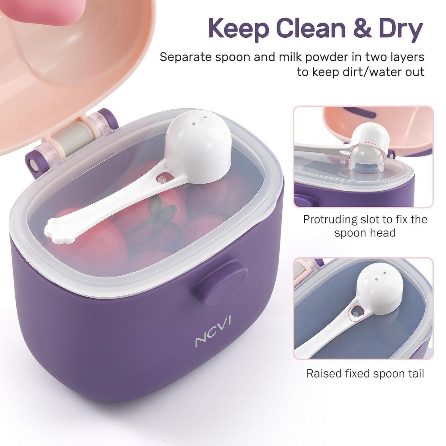 NCVI Baby Formula Dispenser On The Go, Formula Container To Go, Formula Holder for Travel, Outdoor Picnic with Baby Infant, Portable Container for Milk Powder, Snacks, Candy, Fruits