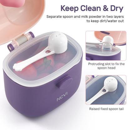 NCVI Baby Formula Dispenser On The Go, Formula Container To Go, Formula Holder for Travel, Outdoor Picnic with Baby Infant, Portable Container for Milk Powder, Snacks, Candy, Fruits