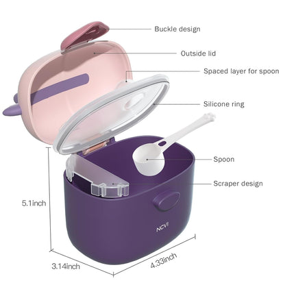 NCVI Baby Formula Dispenser On The Go, Formula Container To Go, Formula Holder for Travel, Outdoor Picnic with Baby Infant, Portable Container for Milk Powder, Snacks, Candy, Fruits