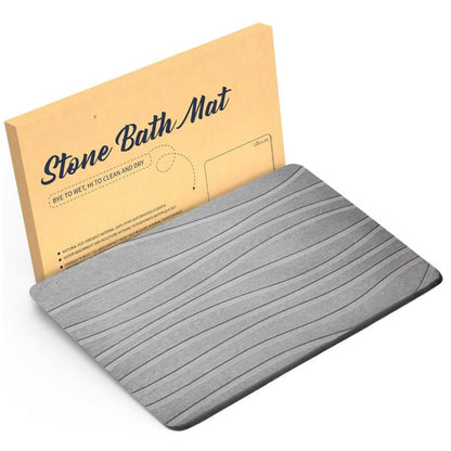 HUNZO Stone Bath Mat Non-Slip | Super Absorbent | Quick Drying | Bathroom Floor Mat Natural Easy to Clean (Dark Marble, 40*60cm)