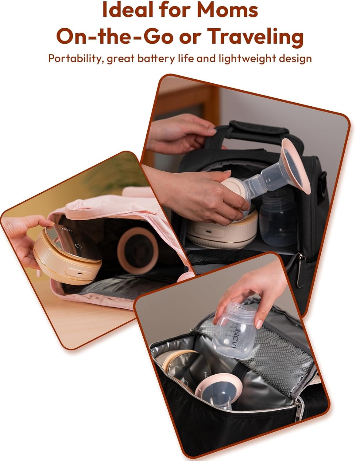 NCVI Electric Breast Pump 8116, Customizable Suction, Speed & Mode, 4400mAh Rechargeable Hospital-Grade Portable Pump with LED Display & Night Light, Quiet & Comfortable for Efficient Breastfeeding