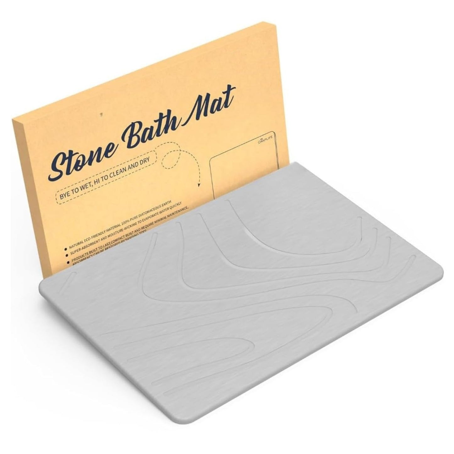 HUNZO Stone Bath Mat Non-Slip | Super Absorbent | Quick Drying | Bathroom Floor Mat Natural Easy to Clean (Dark Marble, 40*60cm)