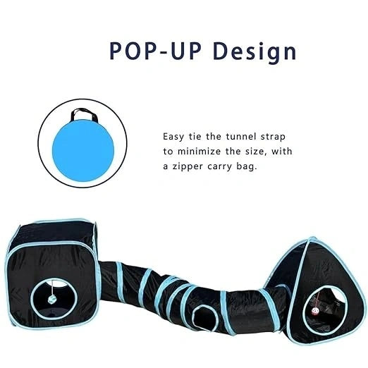 Interactive Cat Toy – 3 Way Rainbow Tunnel with Electronic Running Mouse & Automatic Teaser