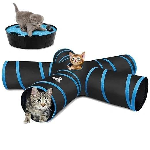 Interactive Cat Toy – 3 Way Rainbow Tunnel with Electronic Running Mouse & Automatic Teaser