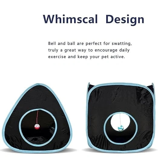 Interactive Cat Toy – 3 Way Rainbow Tunnel with Electronic Running Mouse & Automatic Teaser