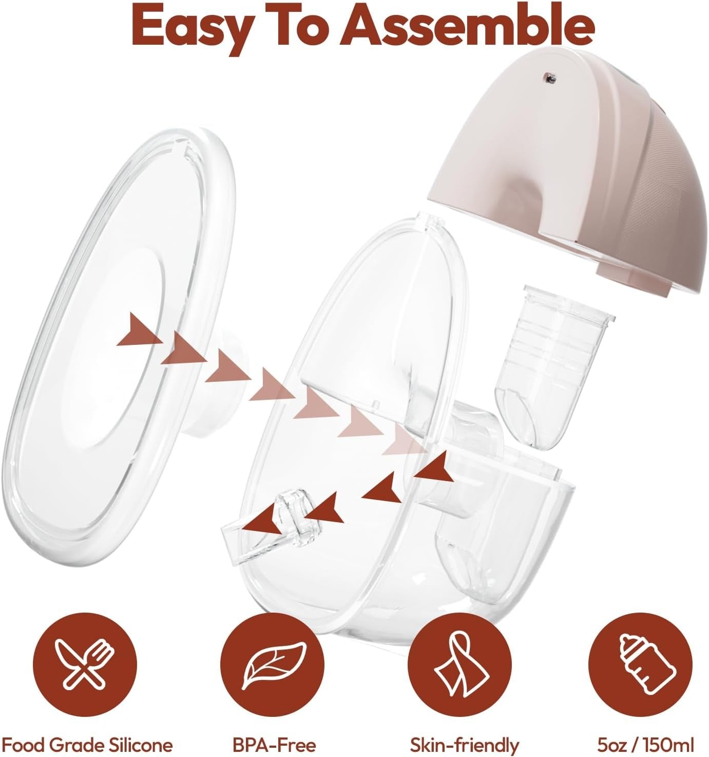 NCVI Hands Free Breast Pump 8131, Wearable Breastfeeding Pump with 4 Modes & 9 Levels, Portable Rechargeable Milk Pump with LED Display, Low Noise & Discreet, 19/21/24 mm Flanges, 2 Pack Pink