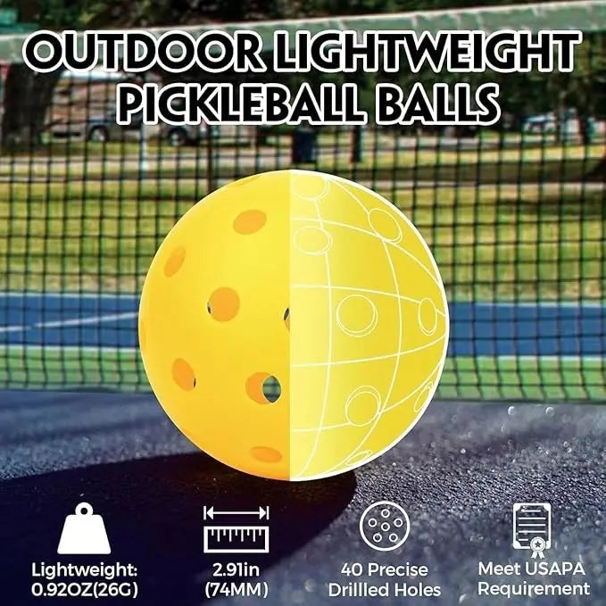 Pickleball Balls India – 40-Hole High Bounce Outdoor Set