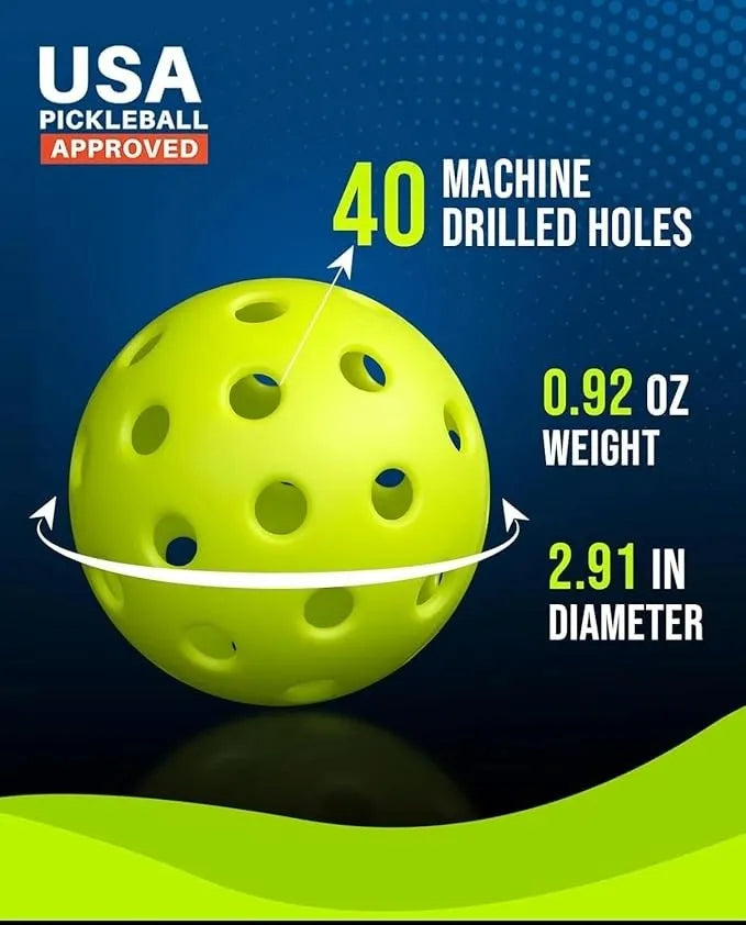 Pickleball Balls India – 40-Hole High Bounce Outdoor Set
