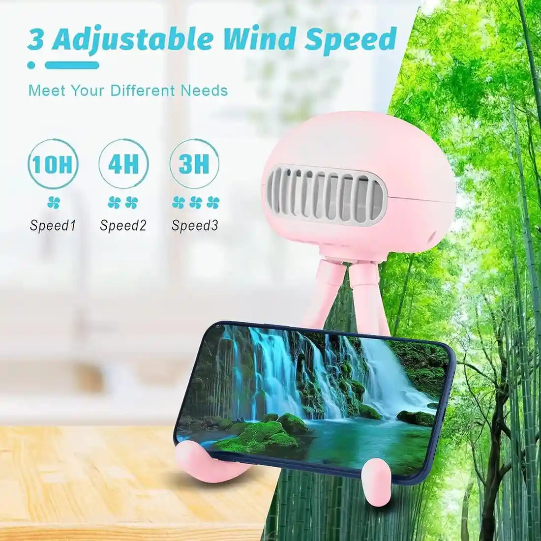 Portable Stroller Fan – Bladeless Flexible Tripod Fan with 3 Speeds