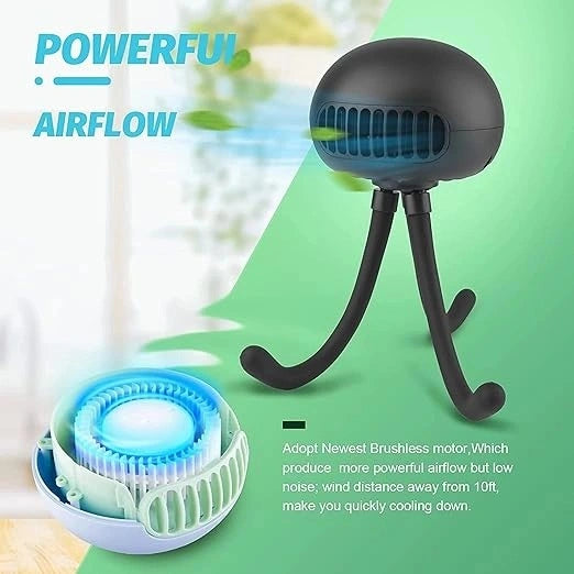 Portable Stroller Fan – Bladeless Flexible Tripod Fan with 3 Speeds
