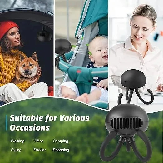 Portable Stroller Fan – Bladeless Flexible Tripod Fan with 3 Speeds