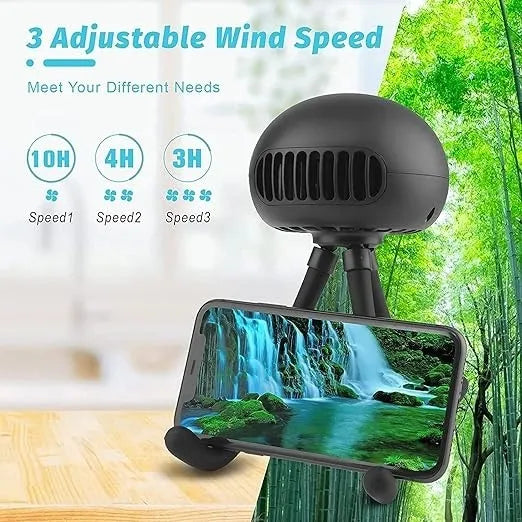 Portable Stroller Fan – Bladeless Flexible Tripod Fan with 3 Speeds