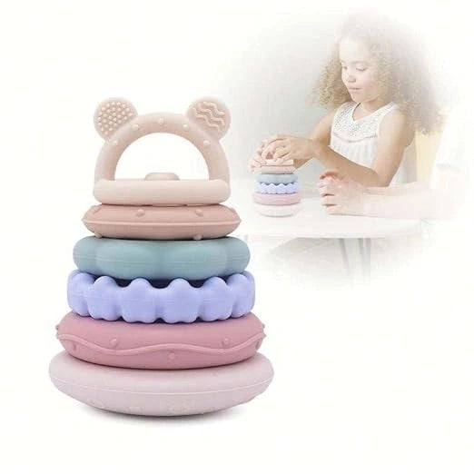Stacking Baby Toys – Montessori Sensory Silicone Stacking Balls & Cups for 6-18 Months
