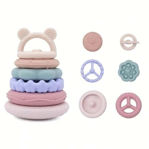 Stacking Baby Toys – Montessori Sensory Silicone Stacking Balls & Cups for 6-18 Months